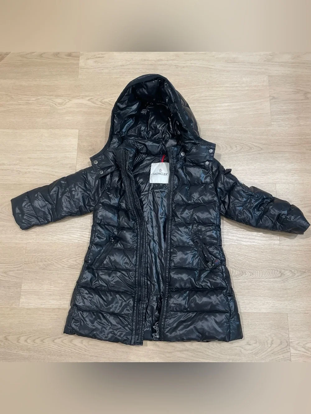 Moncler Black Quilted Hooded Down Puffer Coat
